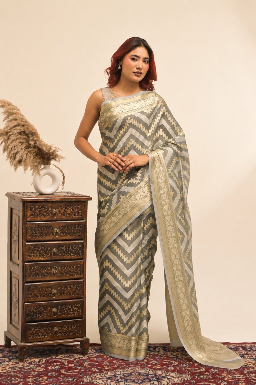 Handloom Banarasi Kora Silk Saree with Zari Work
